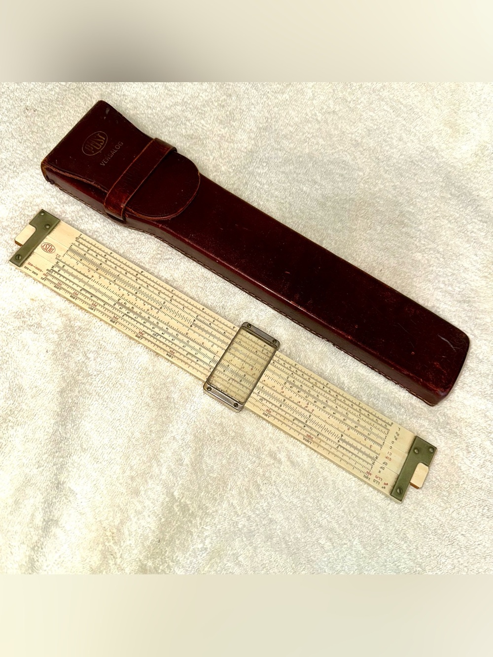 Vintage Post Versalog 1460 Bamboo Slide Rule Hemmi Japan W/ Broken Case